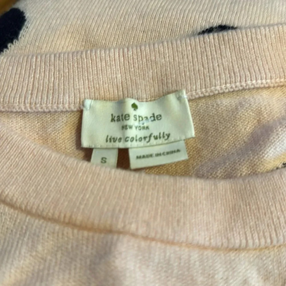 Kate Spade ITARSIA DOT blush pink wool blend short sleeve sweater. Size small. - Picture 4 of 5